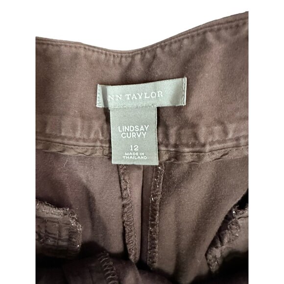 🌸3/$15🌸Ann Taylor Lindsay Curvy Brown Slacks sz 12 - Picture 7 of 7
